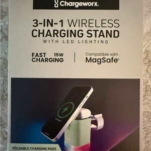 NWB Chargeworx 3-in-1 wireless charging stand with LED lighting